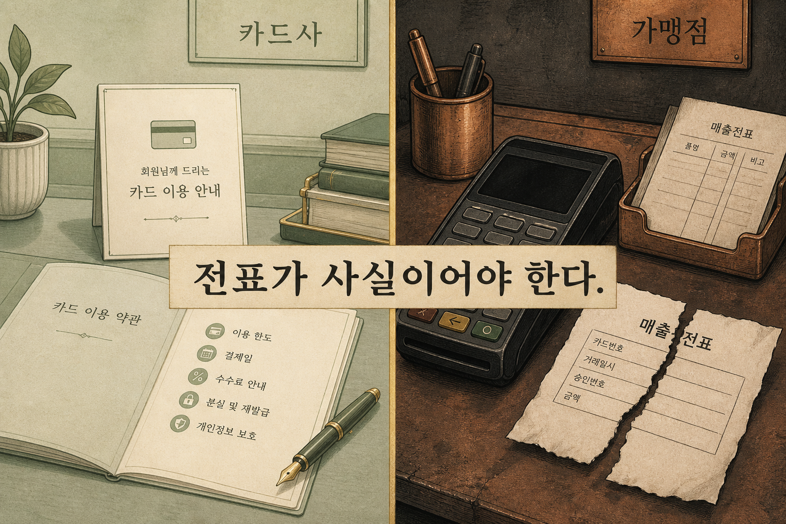 전표가 사실이어야 한다. 카드사 창구와 가맹점 전표의 경계